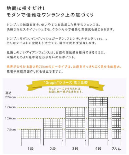 アイアンフェンス高さ75「グラフ」4枚組【送料無料フェンスアイアンガーデンフェンスガーデニング枠柵仕切り目隠し境目クラシカルアンティーク格子ベランダつる薔薇バラ朝顔園芸ラティスつるバラ庭誘引屋外】