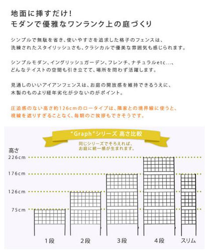 アイアンフェンス高さ126「グラフ」2枚組【送料無料フェンスアイアンガーデンフェンスガーデニング枠柵仕切り目隠し境目クラシカルアンティーク格子ベランダつる薔薇バラ朝顔園芸ラティスつるバラ庭誘引屋外】