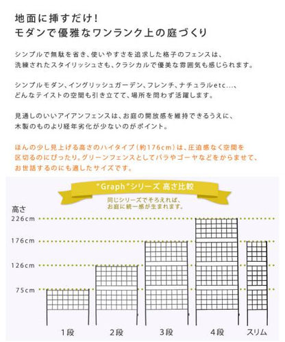 アイアンフェンス高さ176「グラフ」2枚組【送料無料フェンスアイアンガーデンフェンスガーデニング枠柵仕切り目隠し境目クラシカルアンティーク格子ベランダつる薔薇バラ朝顔園芸ラティスつるバラ庭誘引屋外】