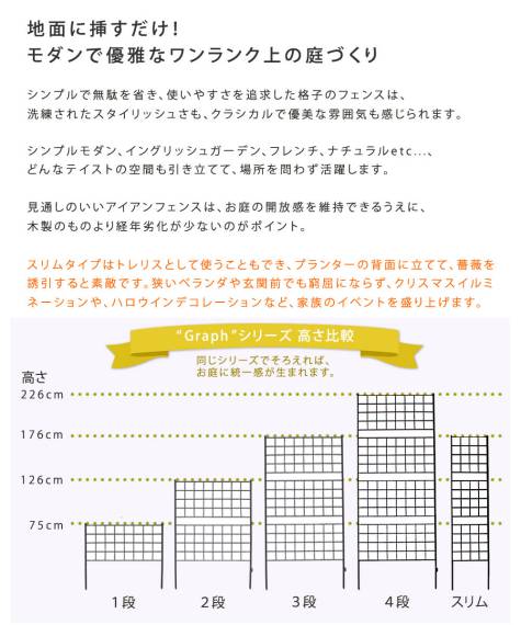 アイアンフェンス高さ176スリム「グラフ」4枚組【送料無料フェンスアイアンガーデンフェンスガーデニング枠柵仕切り目隠し境目クラシカルアンティーク格子ベランダつる薔薇バラ朝顔園芸ラティスつるバラ庭誘引屋外】