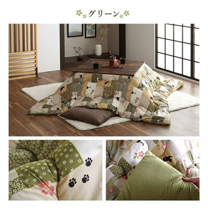 こたつ布団正方形洗える厚手猫柄190×190厚掛け上掛け大判7580和風ねこ綿洗濯小さめポリエステルおしゃれ和柄かわいいこたつ掛け布団75×7580×80猫動物モダン和綿素材分厚い軽い掛暖かい