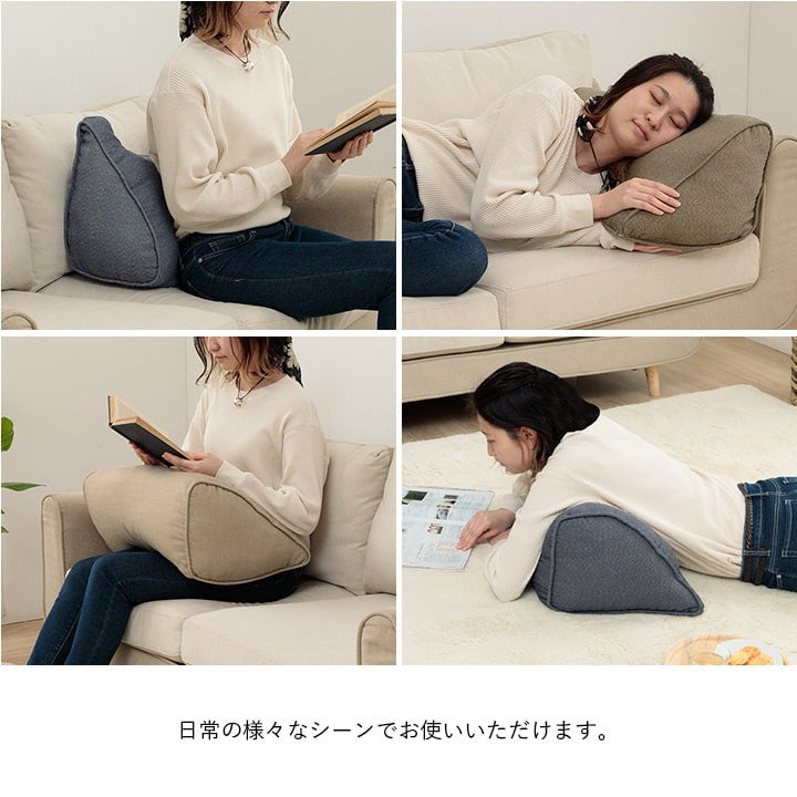 クッション背もたれ三角椅子腰当て腰痛枕寄りかかり大きい厚手腰洗える腰当てクッション腰痛対策うつぶせおしゃれソファかわいいふかふかごろ寝リビングお昼寝ベッド柔らかいうつ伏せ床座る読書ソファーやわらか三角クッション国産無地