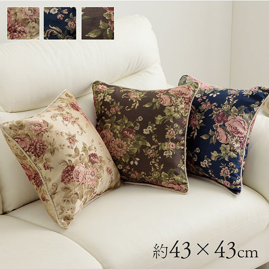 クッションソファー四角洗えるかわいい日本製花薔薇43×43ふわふわ枕綿小さめ柔らかい背もたれ厚手正方形読書背当てリビングおしゃれフロアクッションソファカバー背中ミニ布膝上ふかふか柄