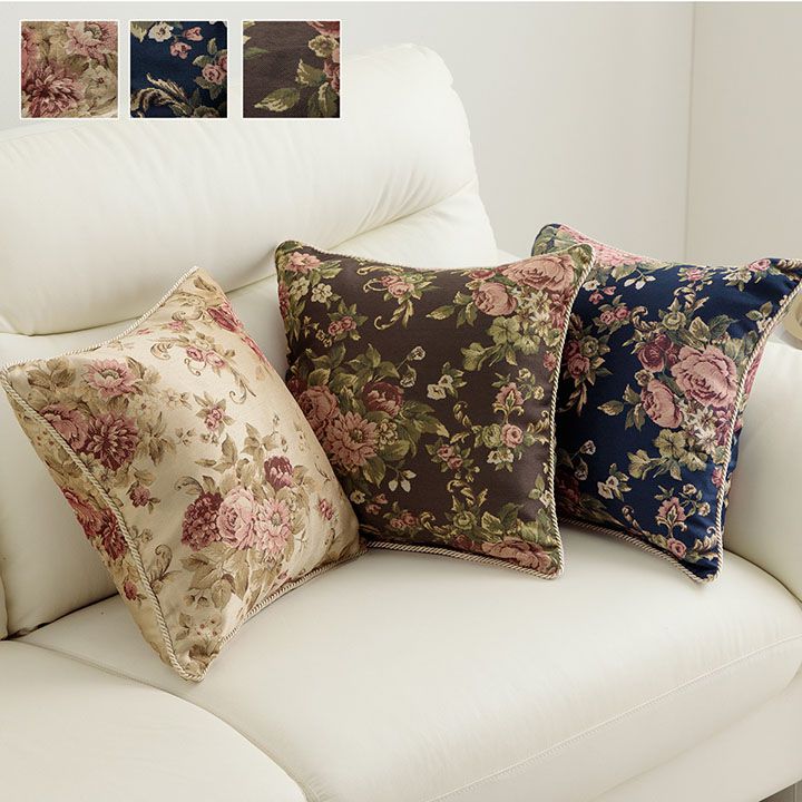 クッションソファー四角洗えるかわいい日本製花薔薇43×43ふわふわ枕綿小さめ柔らかい背もたれ厚手正方形読書背当てリビングおしゃれフロアクッションソファカバー背中ミニ布膝上ふかふか柄