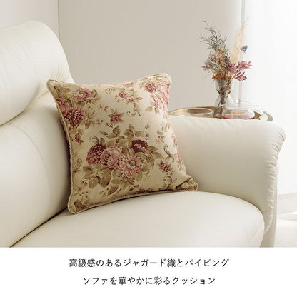 クッションソファー四角洗えるかわいい日本製花薔薇43×43ふわふわ枕綿小さめ柔らかい背もたれ厚手正方形読書背当てリビングおしゃれフロアクッションソファカバー背中ミニ布膝上ふかふか柄