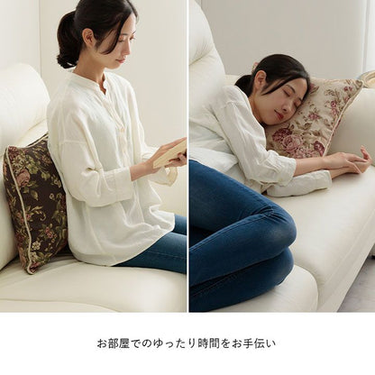 クッションソファー四角洗えるかわいい日本製花薔薇43×43ふわふわ枕綿小さめ柔らかい背もたれ厚手正方形読書背当てリビングおしゃれフロアクッションソファカバー背中ミニ布膝上ふかふか柄
