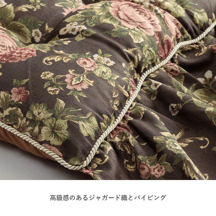 クッションロングソファー洗えるベンチかわいい日本製ロングクッションふわふわ長い綿厚手フリル花薔薇リビングシートクッション110おしゃれフロアクッションソファ長方形ふかふか高級座布団座る用