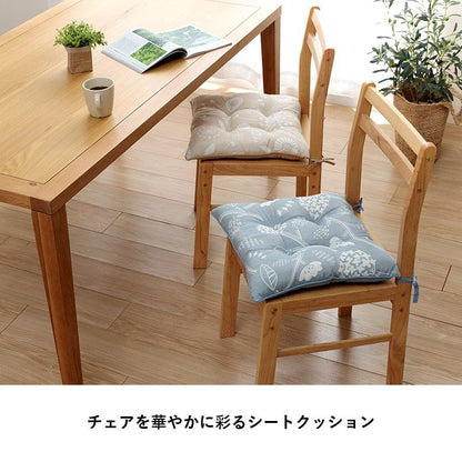 チェアパッド洗える四角クッション日本製椅子用北欧座布団紐付きふわふわ綿厚手座る用椅子椅子用クッションスクエア国産43×43おしゃれチェアクッションシートクッションふかふか大きめひも付き