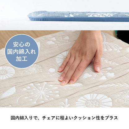 チェアパッド洗える四角クッション日本製椅子用北欧座布団紐付きふわふわ綿厚手座る用椅子椅子用クッションスクエア国産43×41おしゃれチェアクッションシートクッションふかふか大きめひも付き