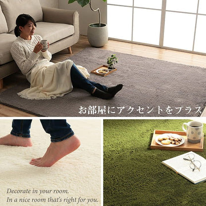 ラグカーペット2畳冬洗える正方形滑り止め無地洗濯機床暖房ホットカーペット対応冬用こたつ敷布団おしゃれマイクロファイバー薄手毛足長い夏冬兼用一人暮らしリビングオールシーズンソファ一年中春