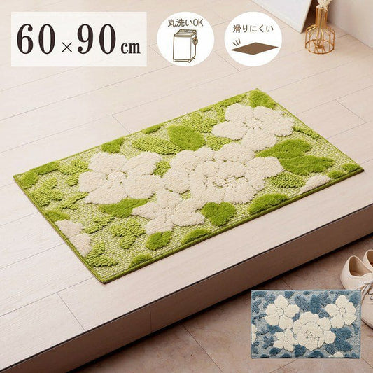 玄関マット屋内風水花柄大判室内大きめ60×90洗える滑り止め厚手高級感かわいい豪華華やか花柄洗濯おしゃれ6090ラグ玄関洗濯機新生活業務用靴置き場夏開運厚手上品華やか絨毯マット