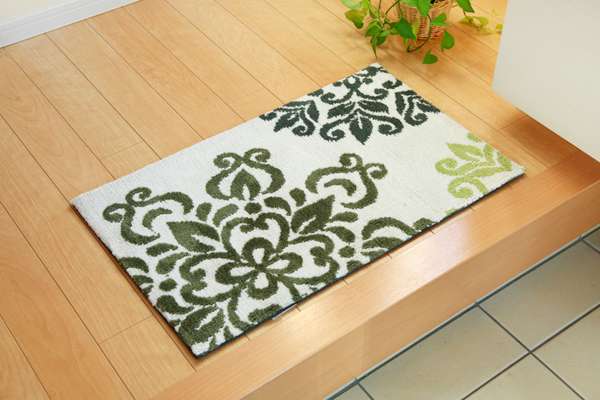玄関マット風水グリーン大きめ屋内室内滑り止め洗えるモダンおしゃれ北欧55×85シンプル玄関洗濯ラグマット5585
