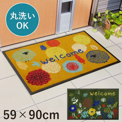 玄関マット屋外60×90風水屋外用ウェルカム花ゴム花柄大判大きめ業務用泥除け泥落とし洗える外用おしゃれ北欧6090屋外用ドアマットウェルカムマットエントランスマット砂落とし土足用土間用