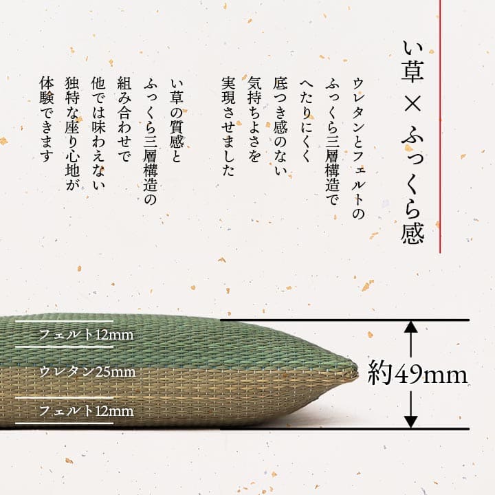 座布団2枚セットい草日本製和風厚手55×55正方形クッション通気性おしゃれウレタンモダン畳客用床用大きい涼しい抗菌防臭和室2枚組ざぶとん厚め固め腰痛四角一般的正座リビング格安夏用
