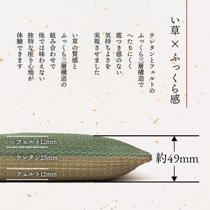 座布団2枚セットい草日本製和風厚手55×55正方形クッション通気性おしゃれウレタンモダン畳客用床用大きい涼しい抗菌防臭和室2枚組ざぶとん厚め固め腰痛四角一般的正座リビング格安夏用