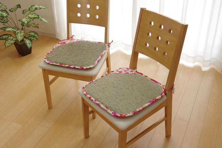 チェアパッド座布団クッション四角40紐付き座る用椅子用おしゃれ椅子北欧子供椅子用クッションオフィス和風い草2個セット