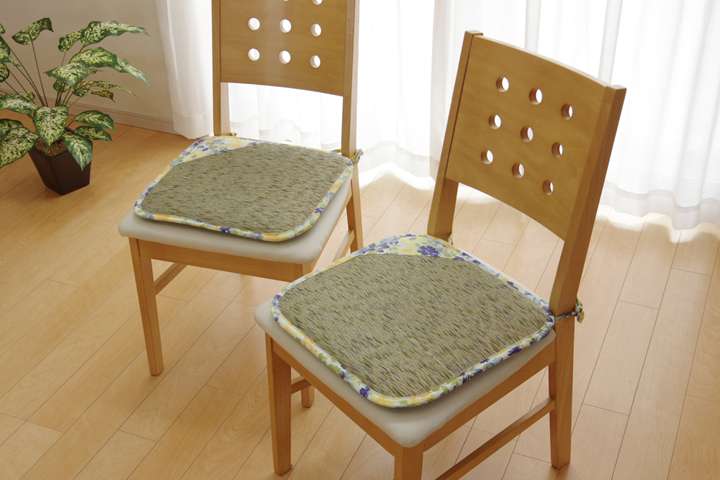 チェアパッド座布団クッション四角40紐付き座る用椅子用おしゃれ椅子北欧子供椅子用クッションオフィス和風い草2個セット