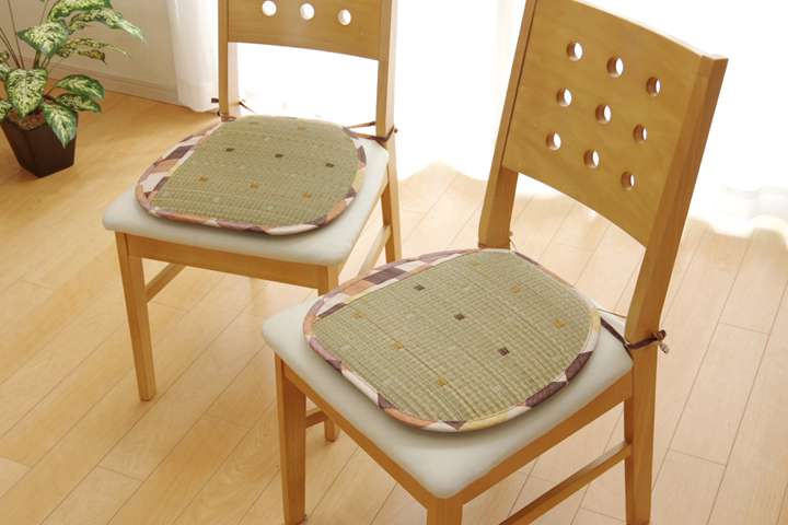 チェアパッド座布団クッション四角40紐付き座る用椅子用おしゃれ椅子北欧子供椅子用クッションオフィス和風い草2個セット