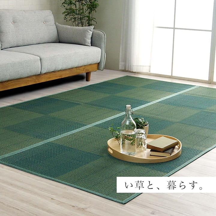 カーペットい草8畳本間格子柄い草ラグ裏貼り滑り止め夏い草カーペットラグ畳夏用おしゃれ抗菌防臭いぐさサイズ特大正方形和風花ござラグマットカバー拭けるペットオールシーズン通年涼しい