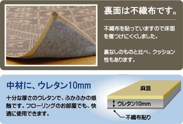 ラグカーペット2畳厚手ダイニングダイニングラグおしゃれ絨毯ラグマット防音日本製防ダニ3畳175×175ブラウンアイボリー
