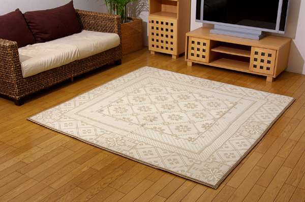 ラグカーペット2畳厚手ダイニングダイニングラグおしゃれ絨毯ラグマット防音日本製防ダニ3畳175×175ブラウンアイボリー