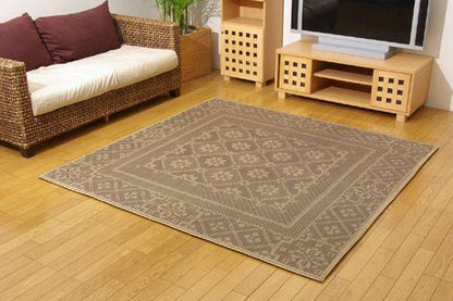 ラグカーペット2畳厚手ダイニングダイニングラグおしゃれ絨毯ラグマット防音日本製防ダニ3畳175×175ブラウンアイボリー