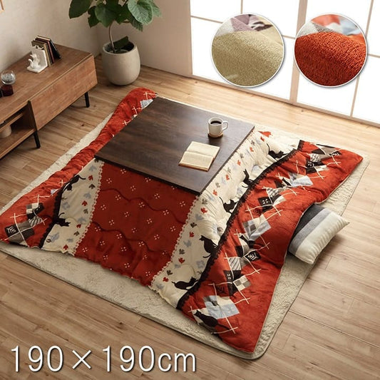 こたつ布団こたつ掛け布団正方形ネコ柄洗える薄手洗濯こたつ80×8070×70おしゃれ掛け布団190×190大判綿ベージュレッド暖かいねこ北欧コタツ布団カバー布団暖かい軽いテーブル用リビング炬燵新生活コンパクトかっこいい可愛い