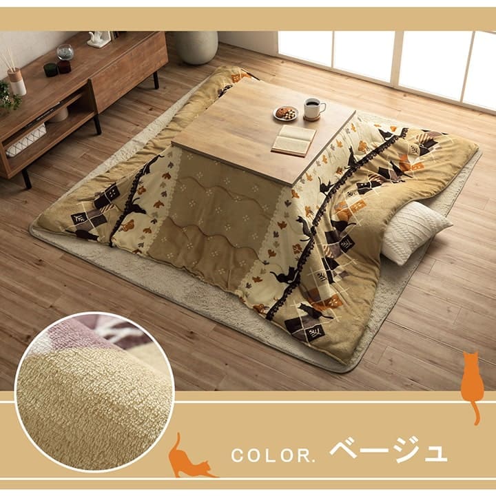 こたつ布団こたつ掛け布団正方形ネコ柄洗える薄手洗濯こたつ80×8070×70おしゃれ掛け布団190×190大判綿ベージュレッド暖かいねこ北欧コタツ布団カバー布団暖かい軽いテーブル用リビング炬燵新生活コンパクトかっこいい可愛い