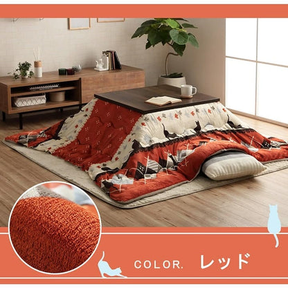 こたつ布団こたつ掛け布団正方形ネコ柄洗える薄手洗濯こたつ80×8070×70おしゃれ掛け布団190×190大判綿ベージュレッド暖かいねこ北欧コタツ布団カバー布団暖かい軽いテーブル用リビング炬燵新生活コンパクトかっこいい可愛い