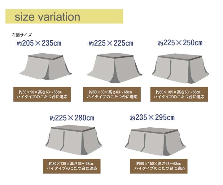 こたつ布団ハイタイプ長方形洗える無地60×90省スペースおしゃれ薄手北欧こたつ掛け布団洗濯布団コタツ布団暖かいかわいい205×235