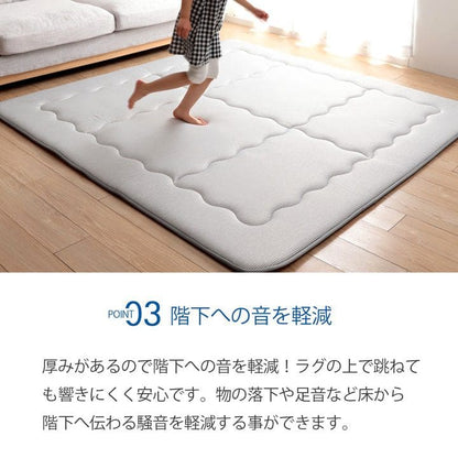 冷感ラグカーペット冷感ひんやり夏2畳極厚接触冷感厚手ラグ防音滑り止めキルト正方形夏用おしゃれ涼しい無地通気性ウレタン子供春冬通年リビングソファシンプルかわいいオールシーズン
