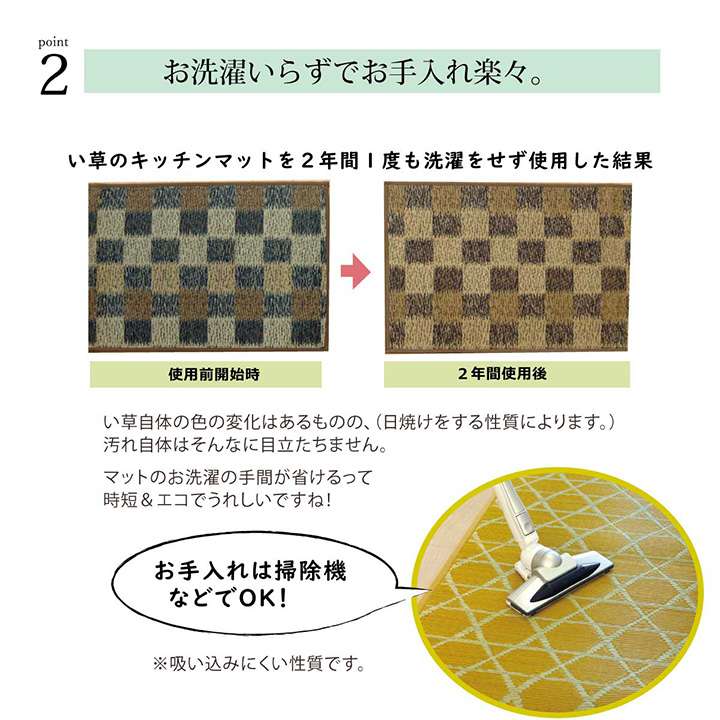 キッチンマット120撥水拭ける日本製イエロー風水台所マットロング北欧おしゃれ60×120長い滑らない大きい黄色い草麻60120cm
