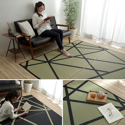 い草ラグラグいぐさ2畳国産ウレタン厚手裏貼りい草カーペット夏用い草カーペット日本製クッションおしゃれ抗菌防臭ござ夏正方形幾何学ラグマットカバー拭けるペットオールシーズン通年涼しい
