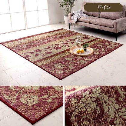 い草ラグラグいぐさ2畳国産裏貼り薔薇い草カーペット夏用い草カーペット日本製滑り止め床暖房畳おしゃれ抗菌防臭ござ夏正方形高級感ラグマットカバー拭けるペットオールシーズン通年涼しい