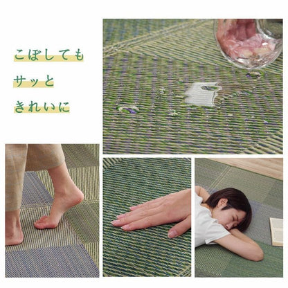 カーペット4畳半夏い草ラグ撥水防ダニ夏用ペット厚手拭ける滑り止め子供ウレタン天然素材おしゃれ正方形通年オールシーズン和風抗菌防臭猫対応薄いひんやり通気性一年中ペット対応子供部屋春