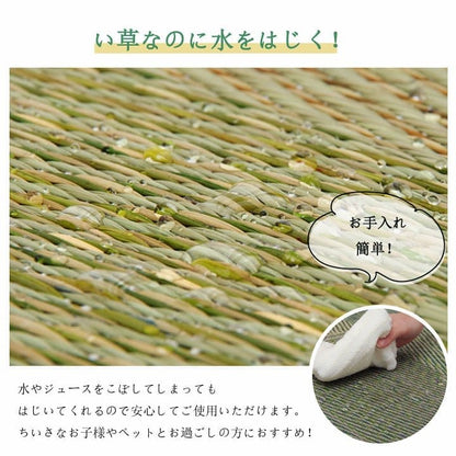 カーペット4畳半夏い草ラグ撥水防ダニ夏用ペット厚手拭ける滑り止めウレタン天然素材おしゃれ絨毯正方形オールシーズン和室抗菌防臭猫対応薄いひんやり通気性ペット対応春夏用ラグ夏用カーペット井草じゅうたん激安安いラグマット