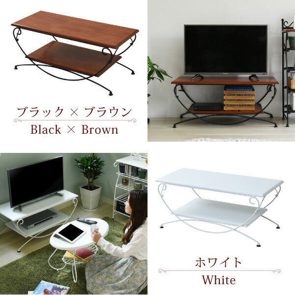 ヨーロッパ風ロートアイアン家具テレビ台テレビボードコンパクト40型対応幅90奥行42テレビラックアイアン脚アンティーク風