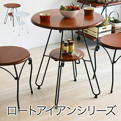ヨーロッパ風ロートアイアン家具カフェテーブル丸テーブル幅60cm高さ70棚付きアイアン脚アンティーク風