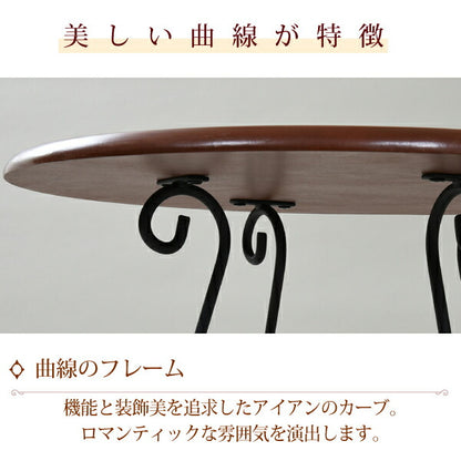 ヨーロッパ風ロートアイアン家具カフェテーブル丸テーブル幅60cm高さ70棚付きアイアン脚アンティーク風