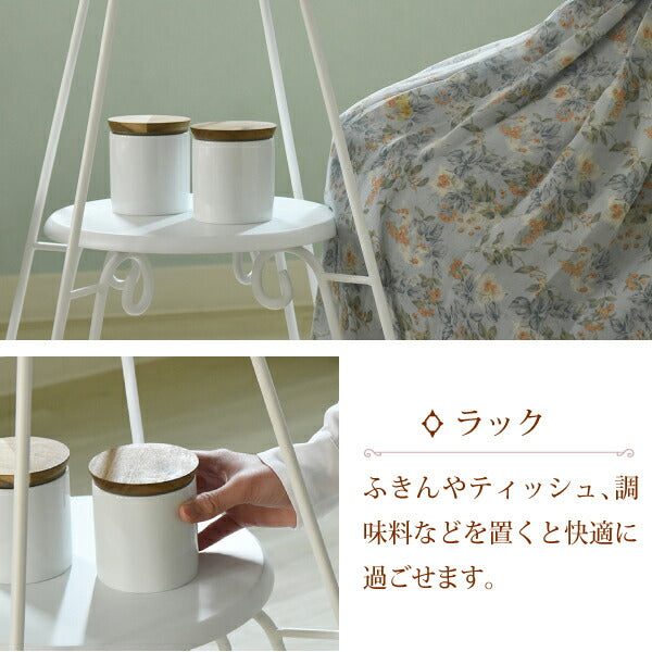 ヨーロッパ風ロートアイアン家具カフェテーブル丸テーブル幅60cm高さ70棚付きアイアン脚アンティーク風