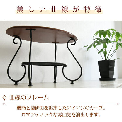 ヨーロッパ風ロートアイアン家具楕円センターテーブル幅65cmアイアン脚アンティーク風ソファテーブルローテーブルサイドテーブル