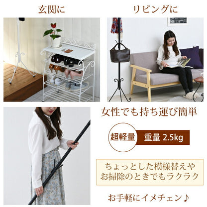 ポールハンガースリム高級感玄関コートアンティークカバンフックコートハンガーバッグ省スペーススチール黒白帽子リビングおしゃれハンガーラックポールスタンドスマート頑丈丈夫金属2段