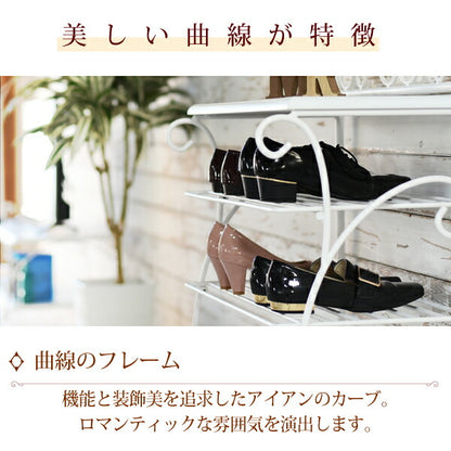 ヨーロッパ風ロートアイアン家具靴箱兼飾り棚幅61.5シューズボックス下駄箱シューズラック靴収納アイアン脚アンティーク風