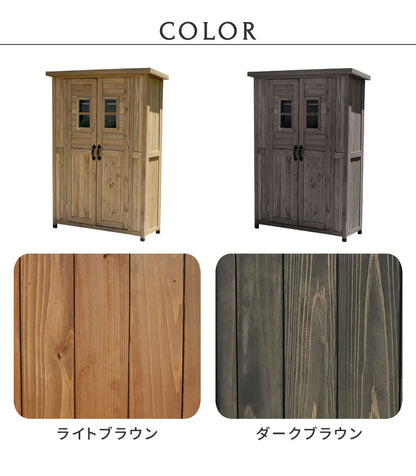 天然木製カントリー小屋薄型【送料無料物置倉庫収納庫天然木木製庭物入れおしゃれ大型北欧ナチュラルガーデニングキャンプスポーツ屋外家具ライトブラウンダークブラウン木製収納庫diy物置小屋キット棚木目調】