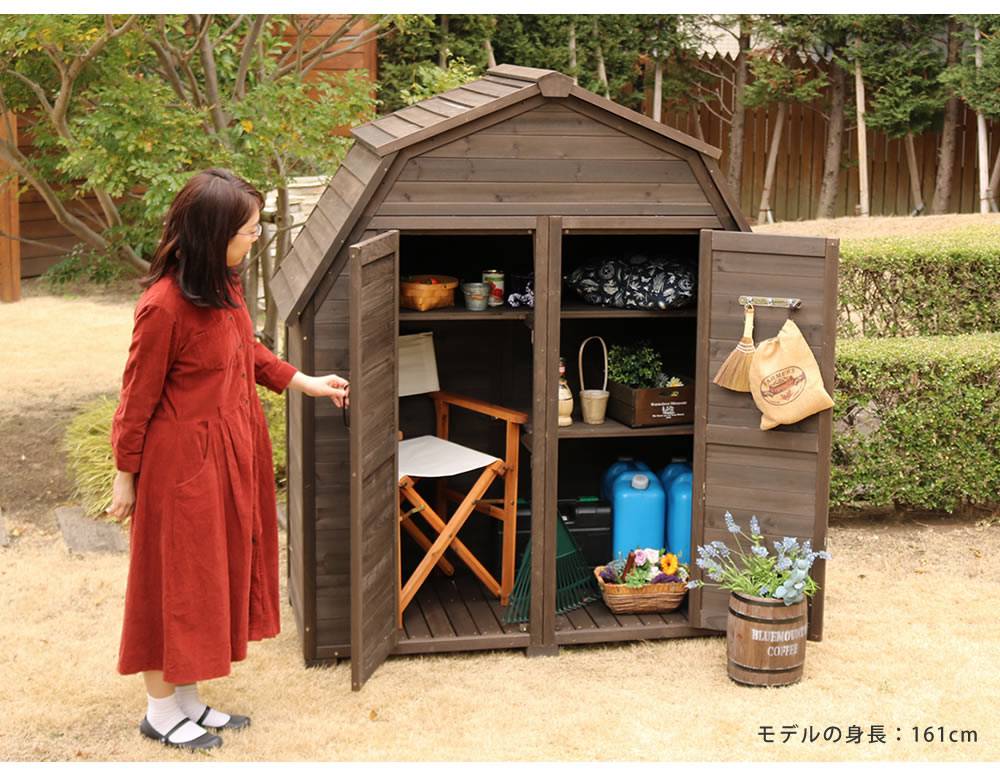 ギャンブレル・ルーフ木製収納庫【送料無料物置倉庫収納庫天然木木製庭物入れおしゃれ大型北欧ナチュラルガーデニングキャンプスポーツ屋外家具三角屋根木製収納庫diy物置小屋キット棚北欧調】