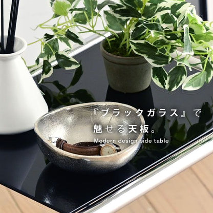 ベッドサイドテーブルスリムサイドテーブルキャスター付きベッド横テーブルガラスコの字ブラックソファサイドテーブルベッド脇高さ調整