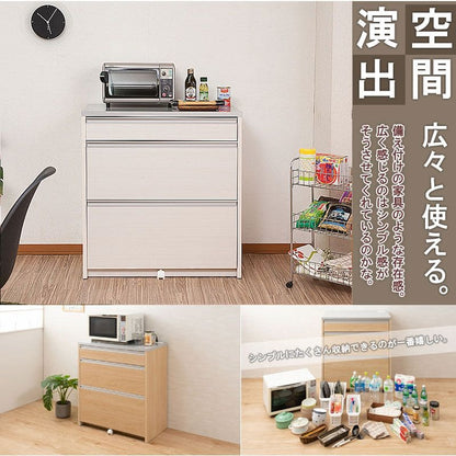 キッチンカウンター完成品天板収納間仕切り日本製幅80ステンレスコンセント食器棚キャスターレンジ台おしゃれテーブル目隠し引き出し薄型完成目隠し背面ウッドロータイプ引出しキャスター付き