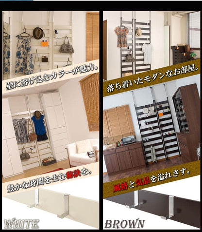 ラックつっぱりスリム収納日本製薄型伸縮スチール突っ張り式幅45アイアン賃貸壁面玄関ディスプレイハンガーフックおしゃれ突っ張りラックラダーラック一人暮らし頑丈丈夫リビング突っ張り棒洋服