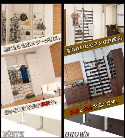ラックつっぱりスリム収納日本製薄型伸縮スチール突っ張り式幅65アイアン賃貸壁面玄関ディスプレイハンガーフックおしゃれ突っ張りラックラダーラック一人暮らし頑丈丈夫リビング突っ張り棒洋服