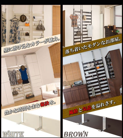 ラックつっぱりスリム収納棚日本製薄型伸縮スチール突っ張り式幅45アイアン賃貸壁面玄関ディスプレイハンガーフックおしゃれ突っ張りラックラダーラック一人暮らし頑丈丈夫リビング突っ張り棒洋服